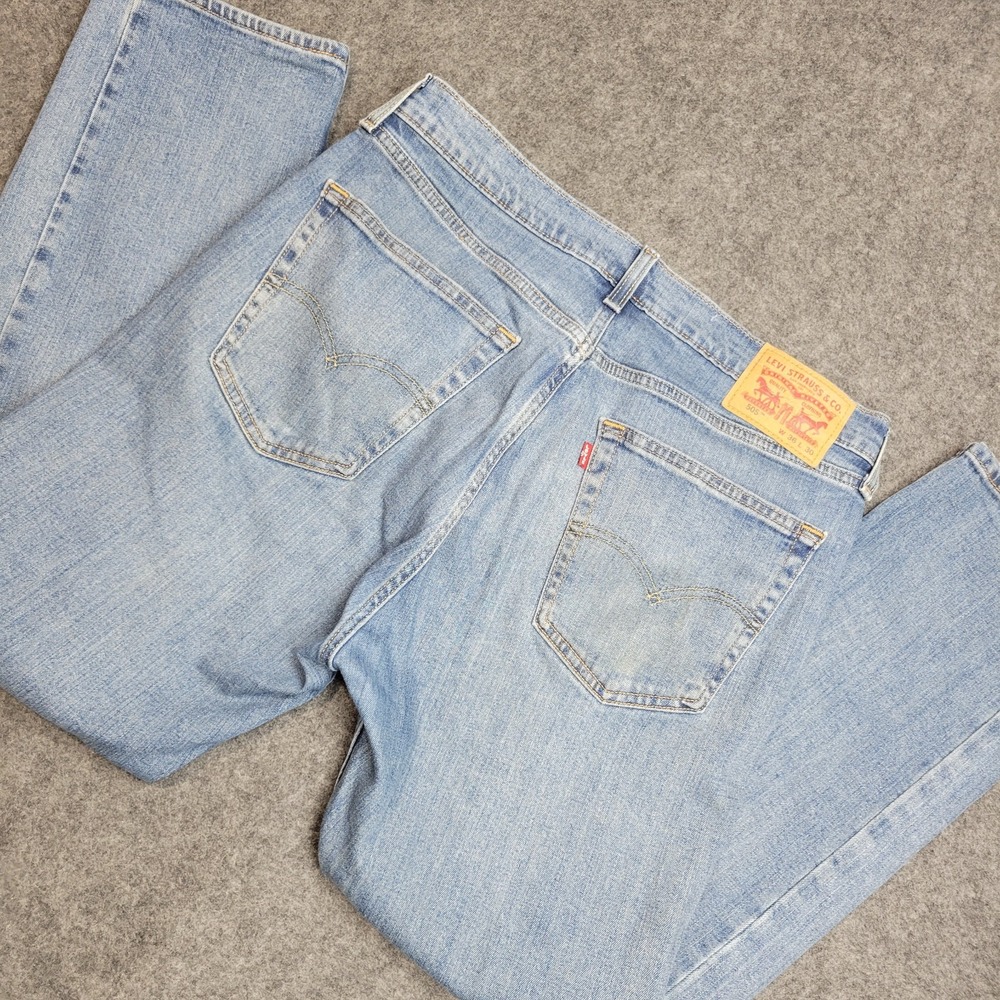 Levis 505Jeans Mens 36x30 Blue Denim Stretch Red Tab Straight Leg Streetwear
